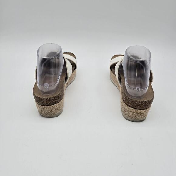 Brash Sandals Womens 8 White Slip On Leather Espadrilles Platform Shoes Twin - Picture 4 of 12